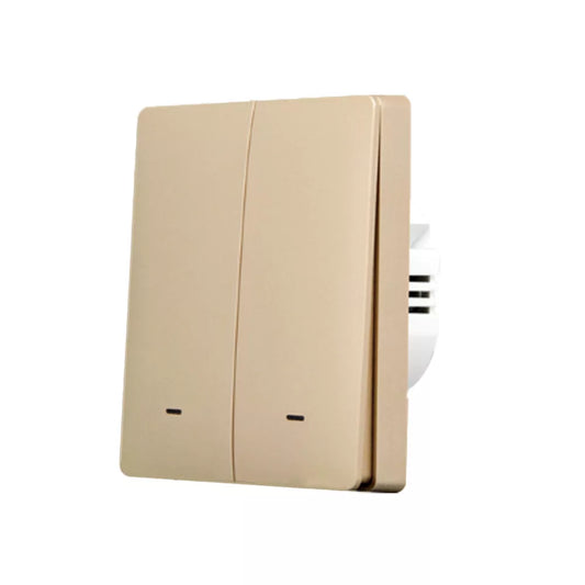 SmartWise B62 UNI Wi-Fi + eWeLink-Remote, 2-gang smart parede switch, universial wiring, physical push-button, gold colour