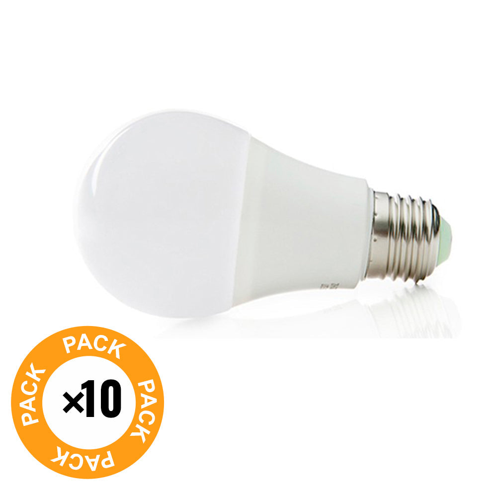 Pack de 10 Lâmpadas LED Esféricas Alumínio/PC E27 9W 810Lm 40.000H