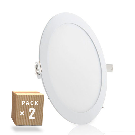 Pacote de 2 painéis LED 20W 2000Lm 6000ºK Circular 40.000H