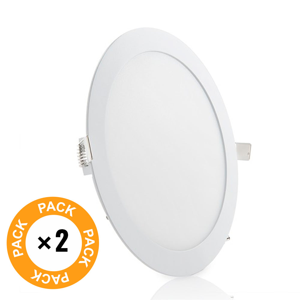 Pacote de 2 painéis LED 20W 2000Lm 6000ºK Circular 40.000H