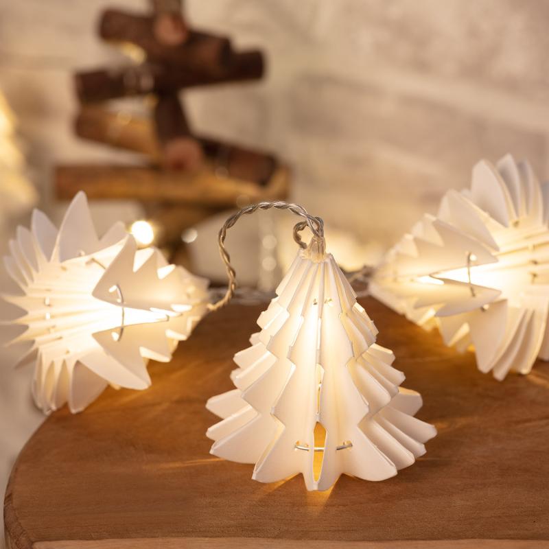 Grinalda de Luzes LED Árvore Papel com Bateria 2.1m