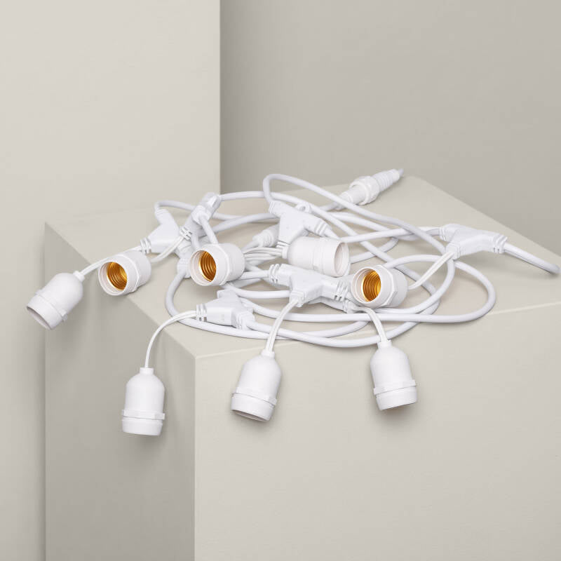 Grinalda Exterior com 8 Porta-Lâmpadas E27 5.5m Branco IP65