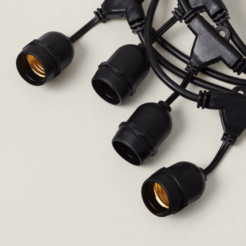 Grinalda Exterior com 8 Porta-Lâmpadas E27 5.5m Preto IP65
