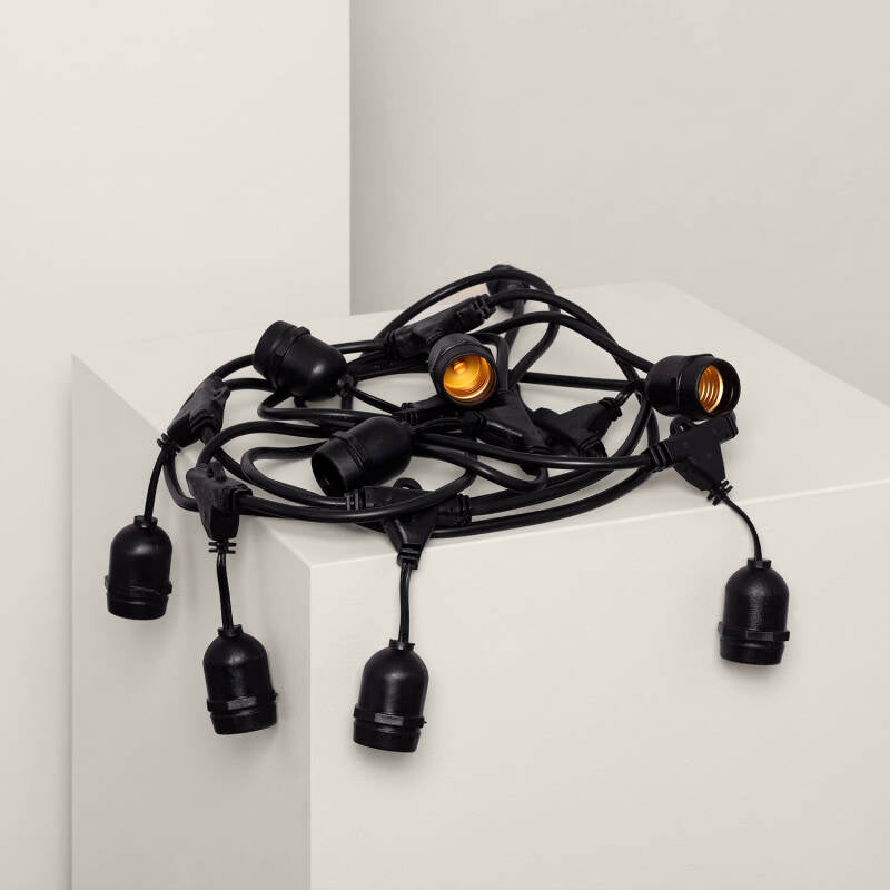 Grinalda Exterior com 8 Porta-Lâmpadas E27 5.5m Preto IP65