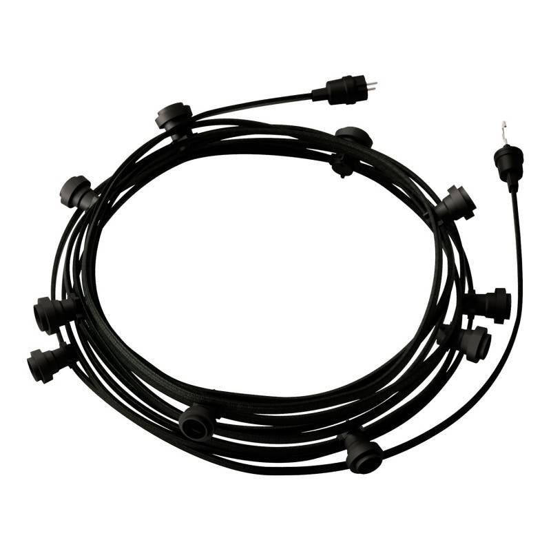 Grinalda Exterior Lumet System 12,5m com 10 Casquilhos E27 Preto Creative-Cables CATE27N125