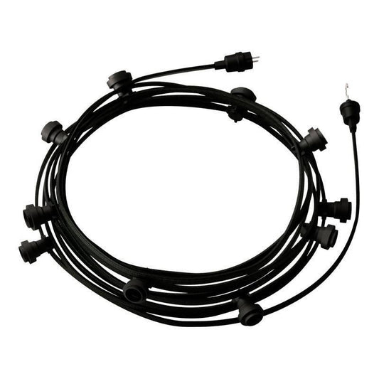 Grinalda Exterior Lumet System 12,5m com 10 Casquilhos E27 Preto Creative-Cables CATE27N125