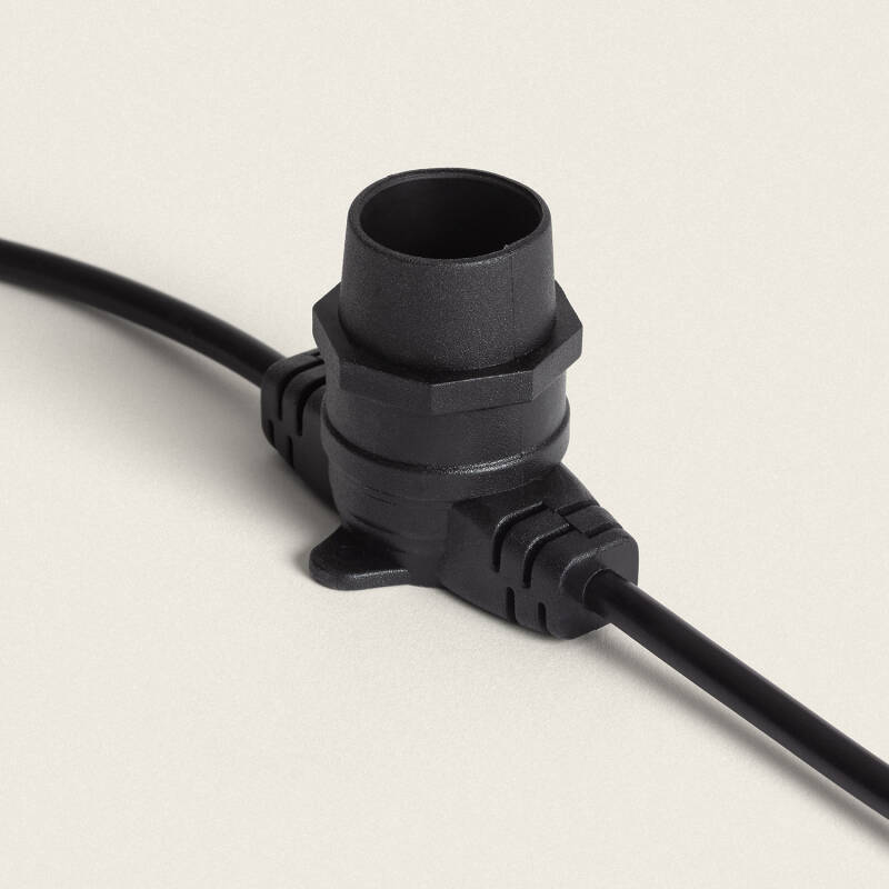 Grinalda Luzes Exterior com 5 Porta Lâmpadas B22 5m Preto IP44