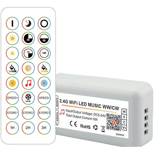 Controlador de LED RF CCT Tuya Wifi 2.4G (matiz de luz regulável)