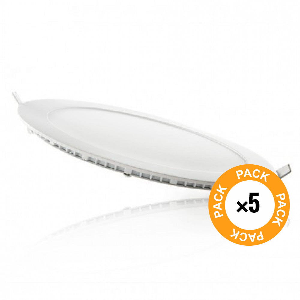 Pacote de 5 Painéis LED 20W 2000Lm 6000ºK Circular 40.000H