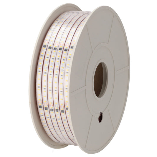 Fita de 120 LEDs/M 1500Lm/M 6000ºK SMD2835 Difusor Microprismático Auto-retificado 220VAC IP65 x50M 40.000H