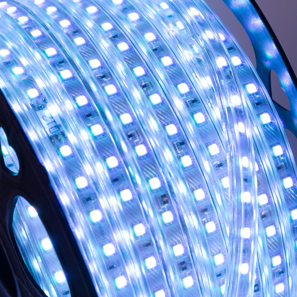 Faixa de 60 LEDs/M 10W SMD5050 220VAC IP65 RGB x1M 40.000H