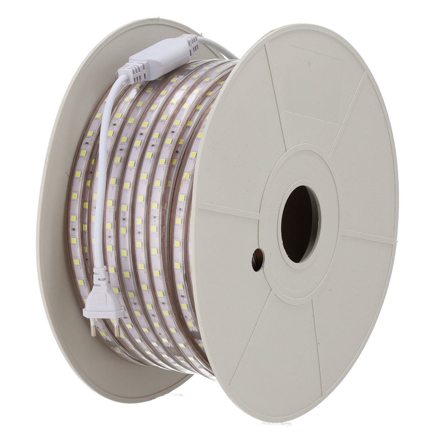 Tira de 60 LEDs/M 500W 42.000Lm 6000ºK SMD5050 220VAC IP65 x50M 40.000H