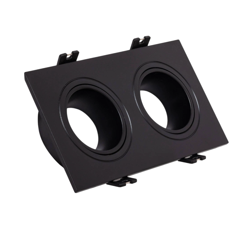 Downlight Anel Spotlight 2xGU10 Policarbonato Retangular Preto