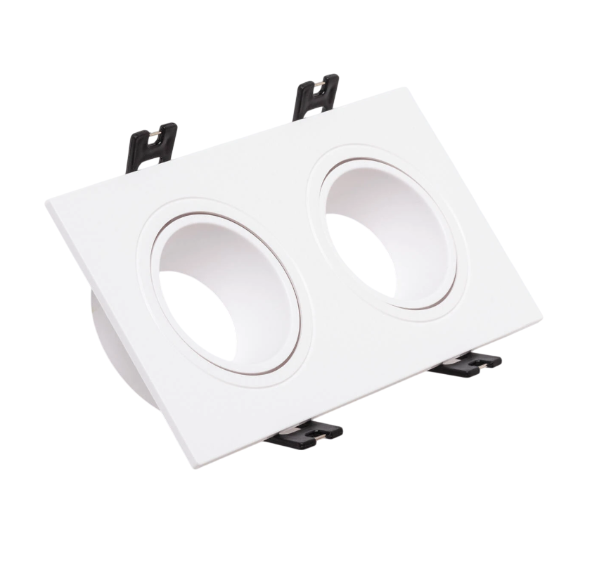 Anel Downlight 2xGU10 Policarbonato Retangular Branco