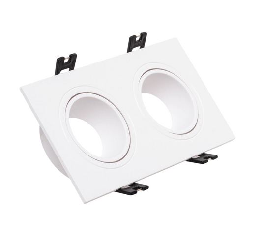 Anel Downlight 2xGU10 Policarbonato Retangular Branco