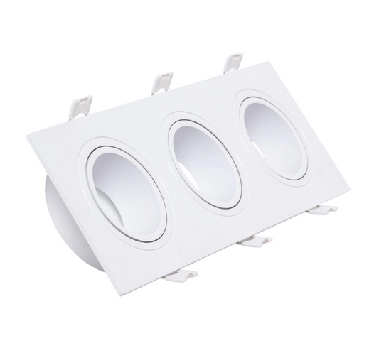 Anel Downlight 3xGU10 Policarbonato Retangular Branco