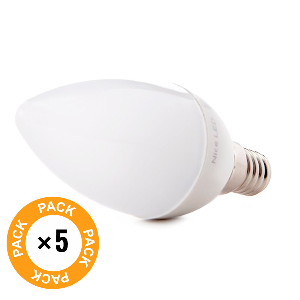 Pack 5 Lâmpadas LED E14 5W 500Lm 6000ºK 40.000H