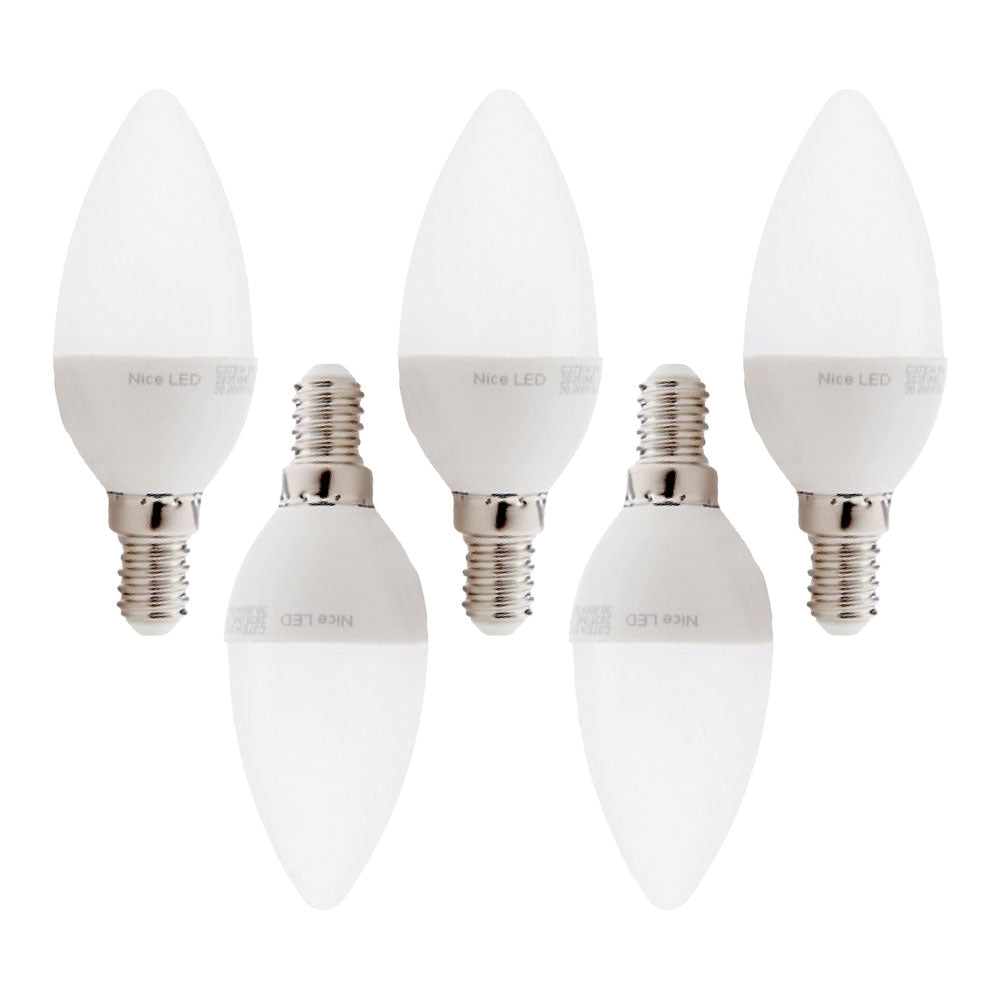 Pack 5 Lâmpadas LED E14 5W 500Lm 6000ºK 40.000H