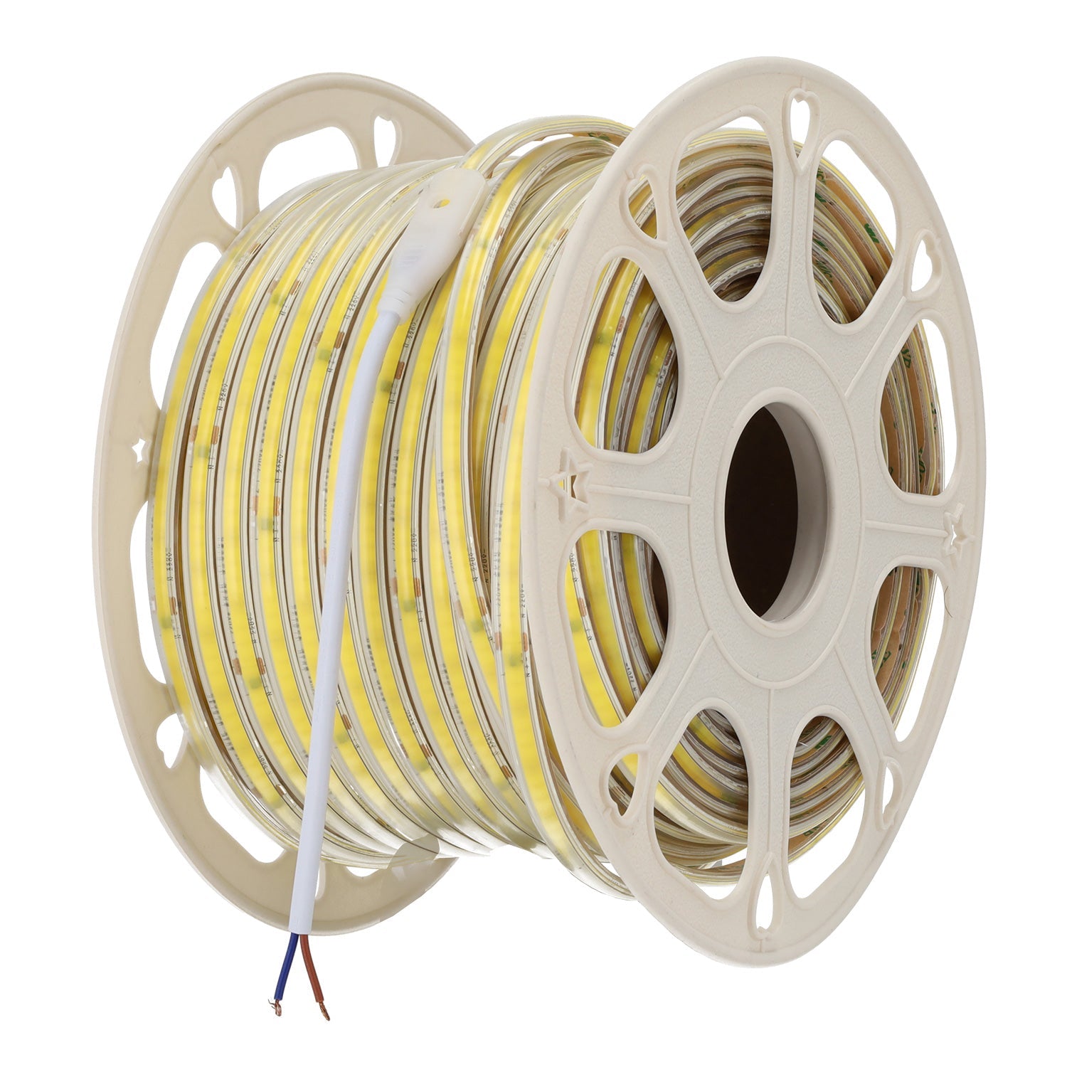 Tira Led COB Auto-retificada 220VAC 10W/m IP65 - 50 Metros 3M Fita Branco Quente 3000K