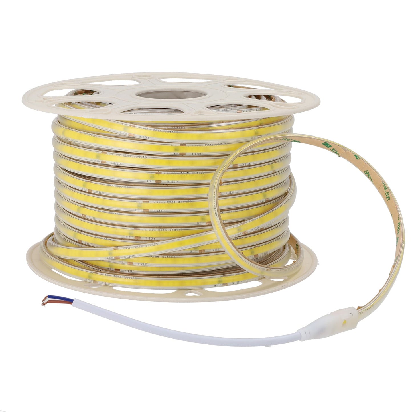Tira Led COB Auto-retificada 220VAC 10W/m IP65 - 50 Metros 3M Fita Branco Quente 3000K