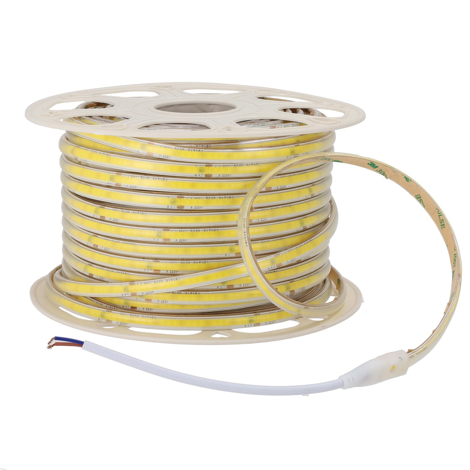 Tira Led COB Auto-retificada 220VAC 10W/m IP65 - 50 Metros 3M Fita Branco Quente 3000K