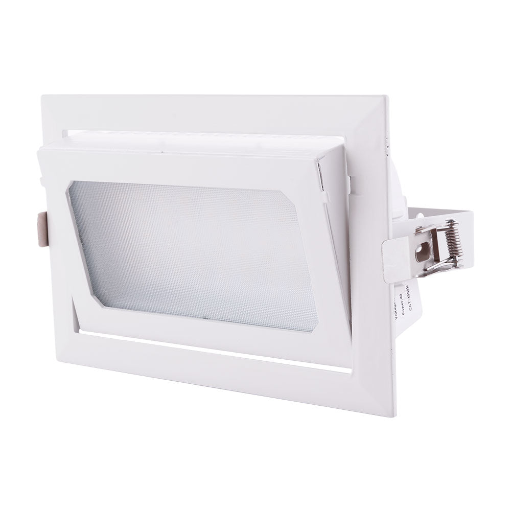 Foco Downlight LED 40W 6600Lm 4000ºK Retangular Ajustável 40.000H