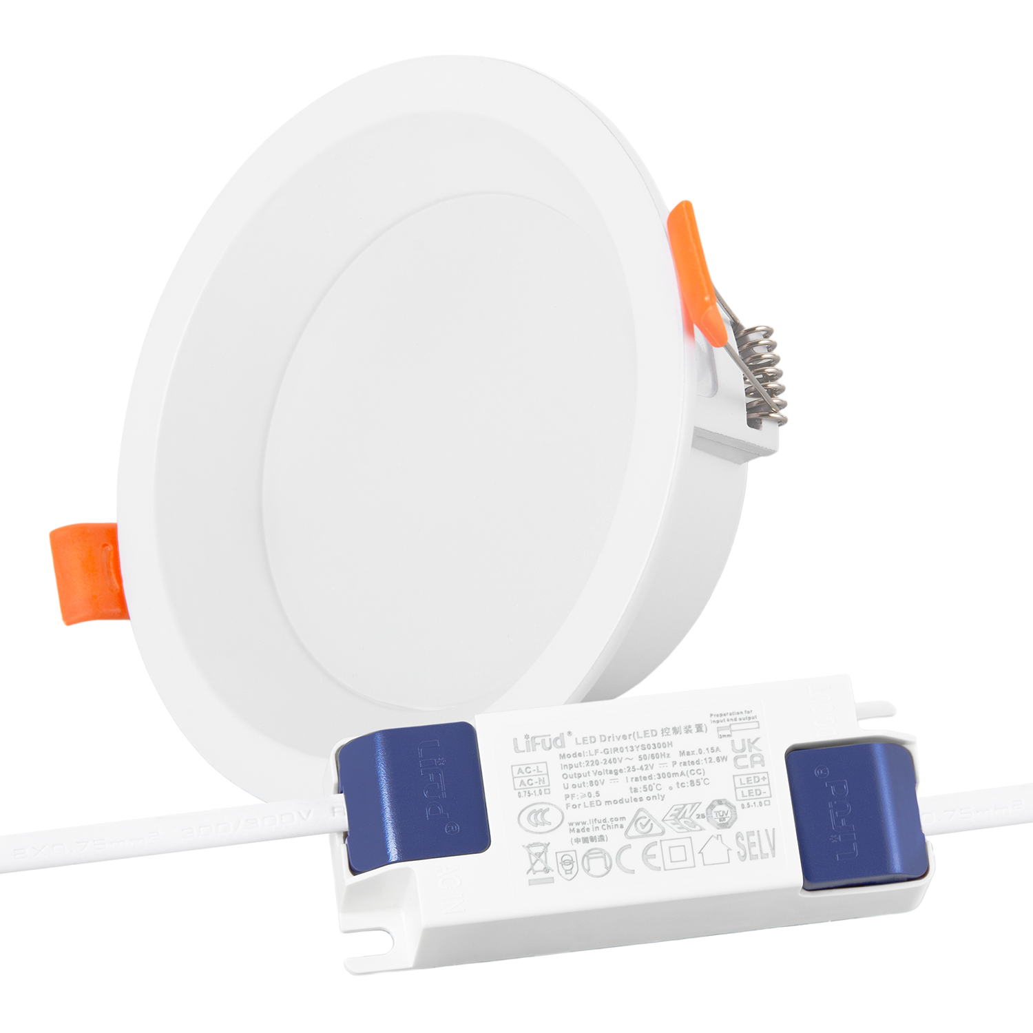 Downlight LED 12W 140Lm/W Driver LIFUD Flicker Free 6000ºK