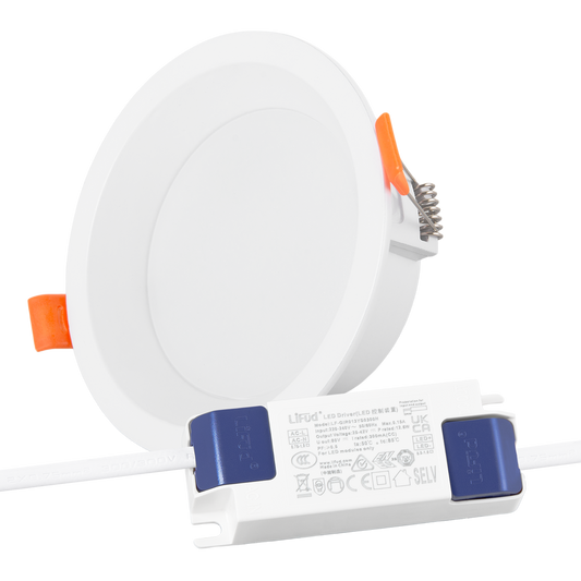 Downlight LED 12W 140Lm/W Driver LIFUD Flicker Free 6000ºK