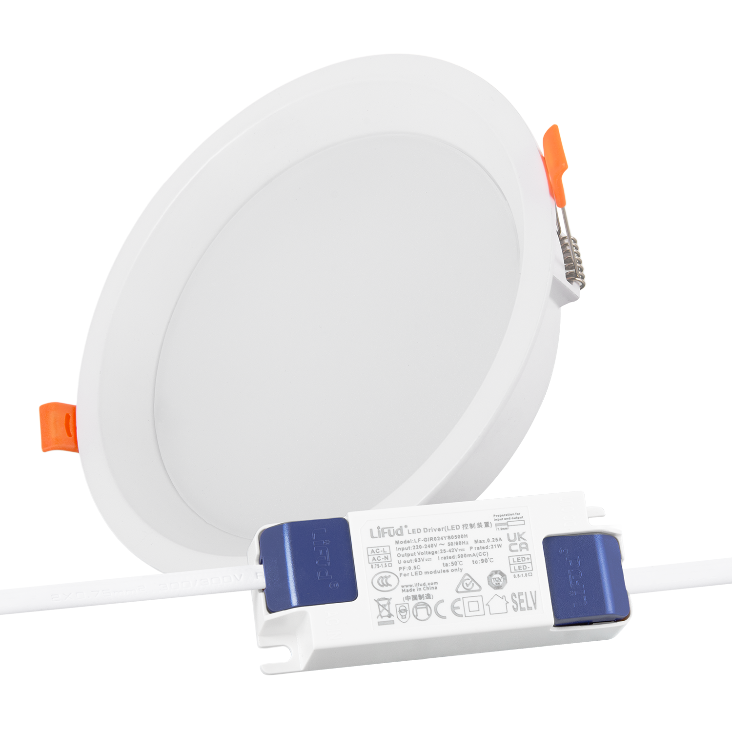Downlight LED 20W 140Lm/W Driver LIFUD Flicker Free 6000ºK