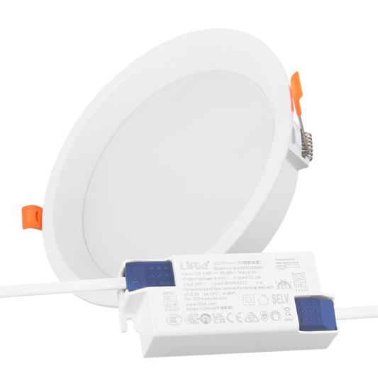 Downlight LED 24W 140Lm/W Driver LIFUD Flicker Free 6000ºK