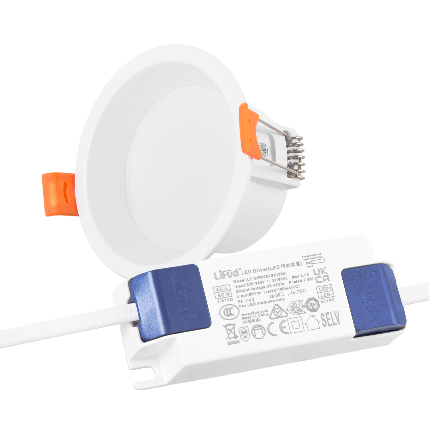 Downlight LED 7W 140Lm/W Driver LIFUD Flicker Free 6000ºK