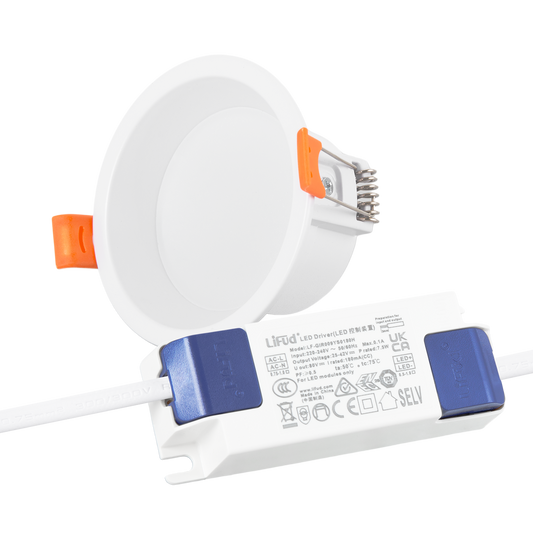 Downlight LED 7W 140Lm/W Driver LIFUD Flicker Free 6000ºK