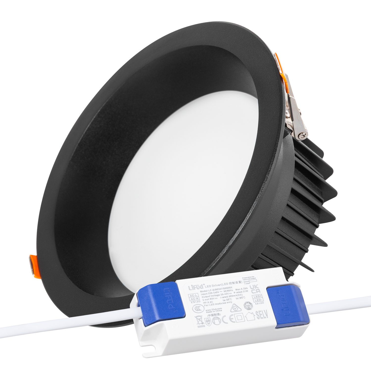 Foco Downlight Circular LED 20W 2.000Lm 6000ºK Antirreflexo UGR19 40.000H Preto