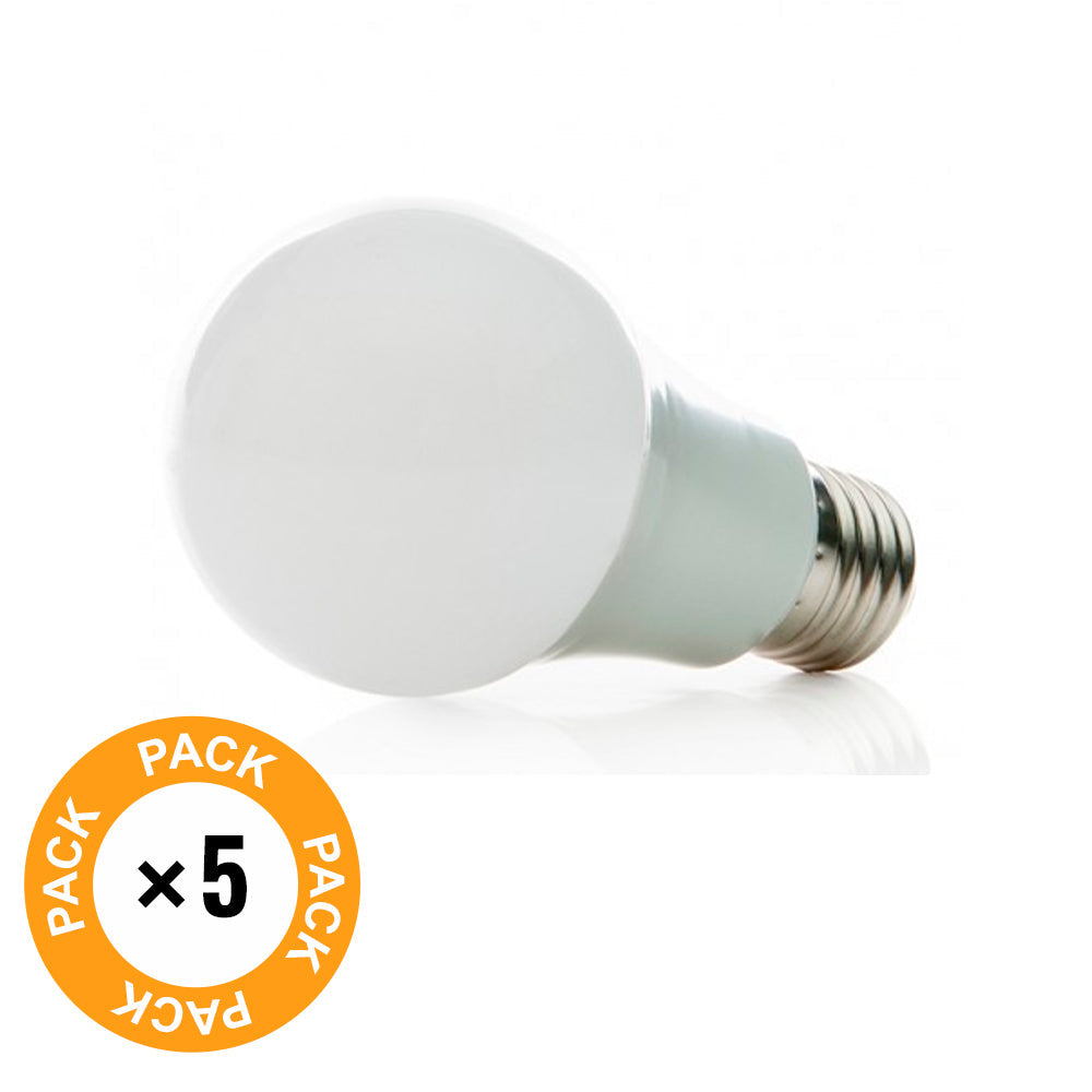 Pacote de 5 Lâmpadas LED E27 7W 630Lm 6000ºK 40.000H