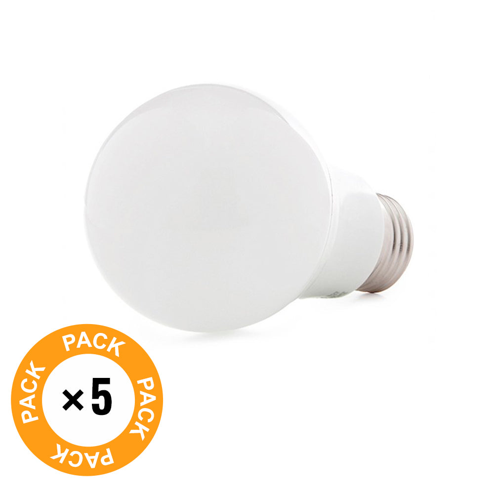 Pack 5 Lâmpadas LED E27 9W 1000Lm 6000ºK 40,000H