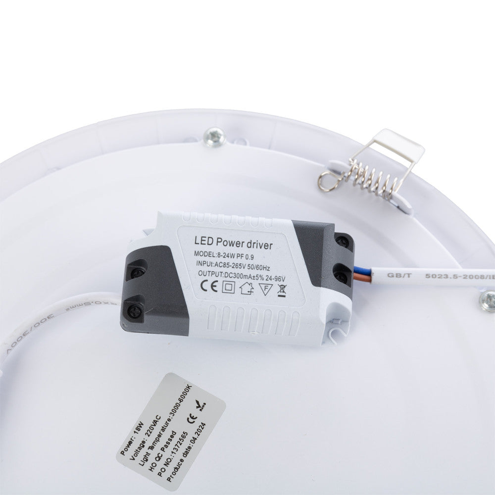 Placa de LED 18W 1.409Lm CCT (Cúpula Regulável) 3000-6000ºK Circular 40.000H
