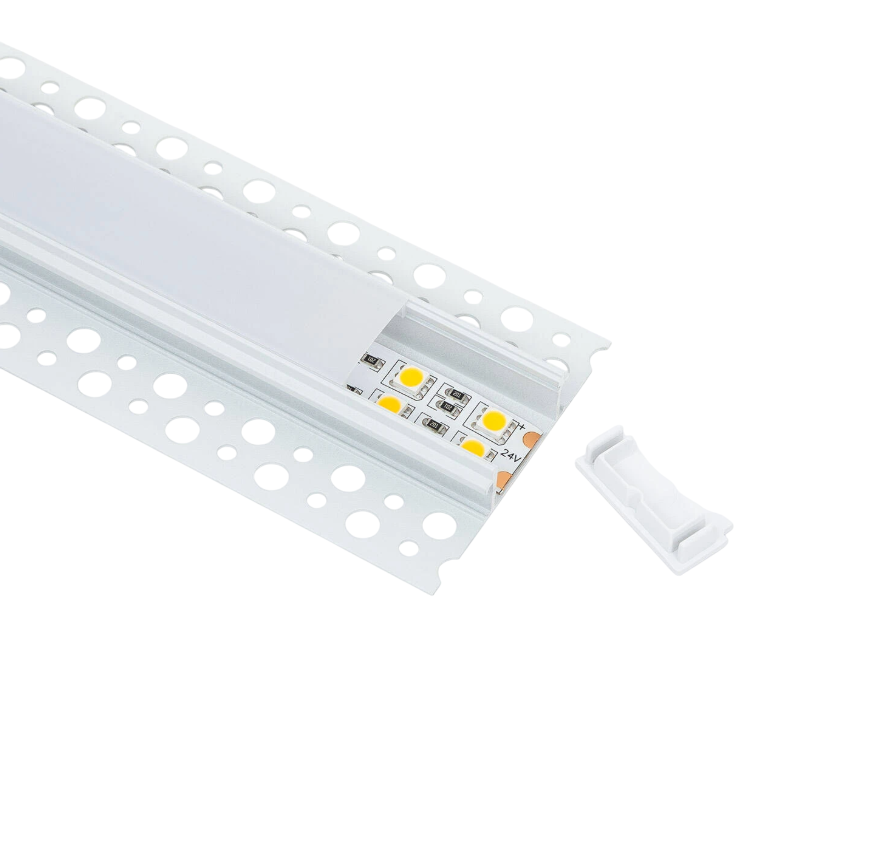 Perfil de Alumínio para Integração de Fita de LED - 30mm - com Difusor Opal - 2 Metros