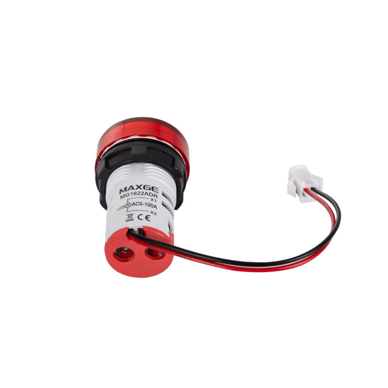 Indicador Luminoso MAXGE com Amperímetro 0-100A Ø22mm
