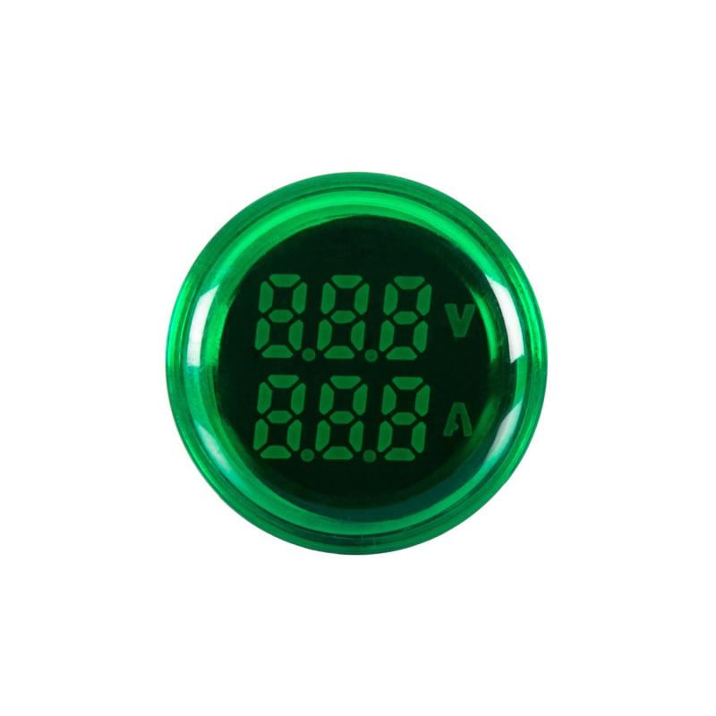 Indicador Luminosos MAXGE com Voltímetro 20-500V e Amperímetro 0-100A Ø22mm