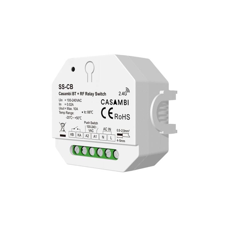 Interruptor Casambi Bluetooth ON/OFF 1 Canal SKYDANCE SS-CB compatível com Comando RF e Botão Pulsador