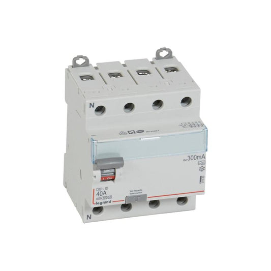Interruptor Diferencial Industrial 4P 300mA 40 A 10kA Clase A LEGRAND DX³ 411685