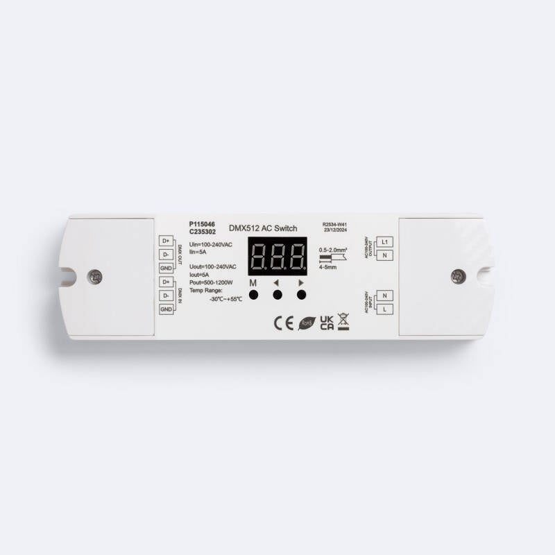 Interruptor ON/OFF DMX512 100-240V com RDM SKYDANCE DP para Calha DIN