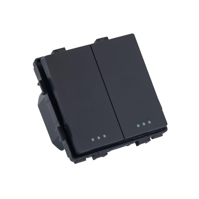 Interruptor Pulsador Duplo com Moldura PC Modern