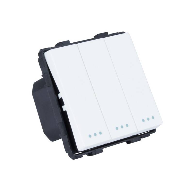 Interruptor Triple com Moldura PC Modern