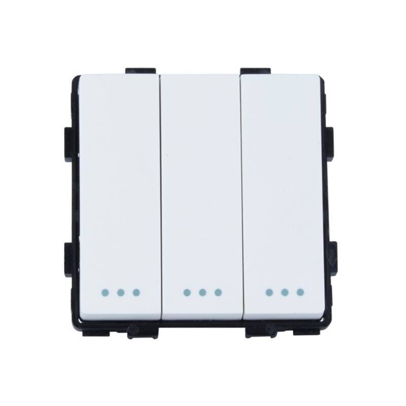 Interruptor Triple com Moldura PC Modern