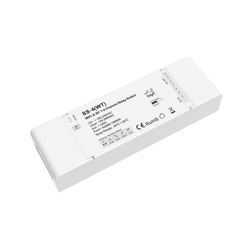 Interruptor WiFi de 4 Canais Compatível com Botão e Comando RF SKYDANCE SS-4(WT)