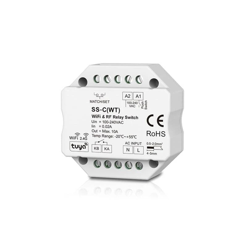 Interruptor WiFi Compatível com Botão e Comando RF SKYDANCE SS-C(WT)