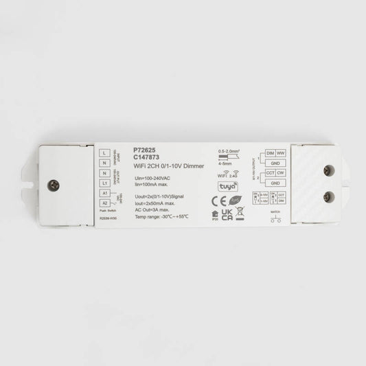 Regulador LED WIFI 0/1-10V 2 Canais Monocromático/CCT SKYDANCE L2(WT) Compatível com Botão Pulsador e Comando RF