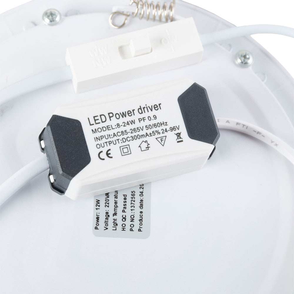 Placa de LED 12W 860Lm CCT (Cúpula Regulável) 3000-6000ºK Circular 40.000H