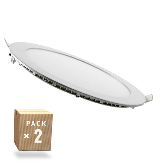 Pacote de 2 painéis LED 18W 1800Lm 6000ºK Circular 40.000H